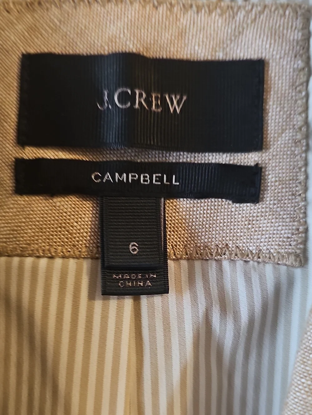 J.Crew Campbell Linen Blazer in a neutral beige or flax color Sz 6